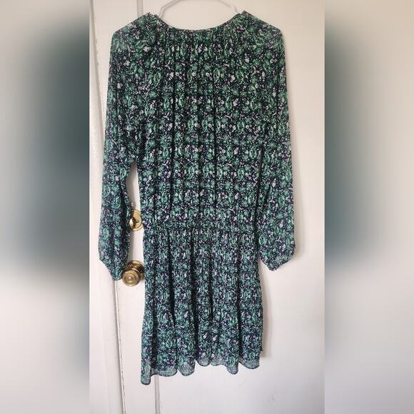 Michael Kors Green Navy Blue Paisley Georgette Dress medium - Picture 5 of 9
